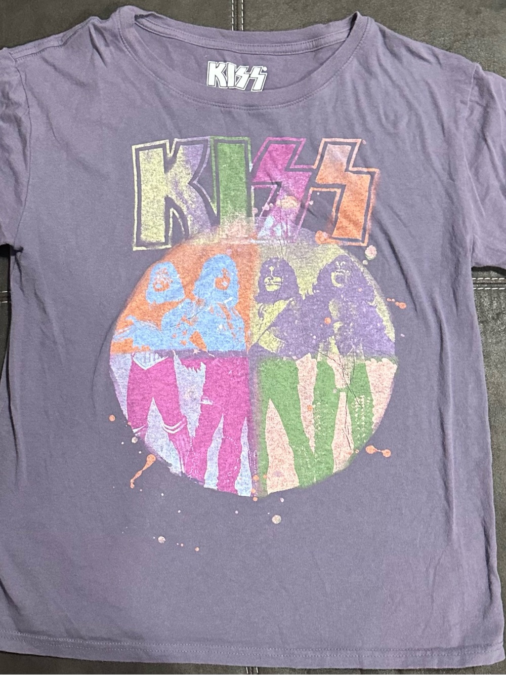 Kiss Purple Short Sleeve Tee with Multicolor Graphic